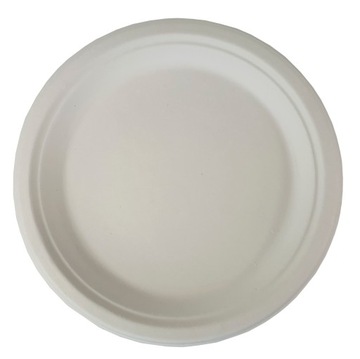 TALERZ BIAŁY 9'' z trzciny cukrowej 22cm TALERZYKI papierowe na grilla 10x