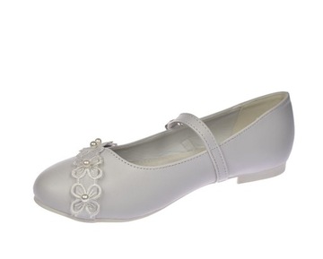 Туфли для причастия, белые полные балетки, размер 47/23. 34