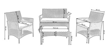 КОМПЛЕКТ САДОВОЙ МЕБЕЛИ ИЗ РОТАНГА ДОСУГ ДИВАН СТОЛ RENO II КОРИЧНЕВЫЙ