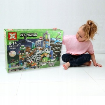 БЛОКИ Minecraft ГОРНАЯ ПЕЩЕРА ДЕРЕВНЯ ШАХТА 760 деталей 1x светодиод