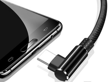 УГЛОВОЙ USB-КАБЕЛЬ USB-C TYPE C ДЛЯ БЫСТРОЙ ЗАРЯДКИ ТЕЛЕФОНА QC, НЕЙЛОН, 1 м