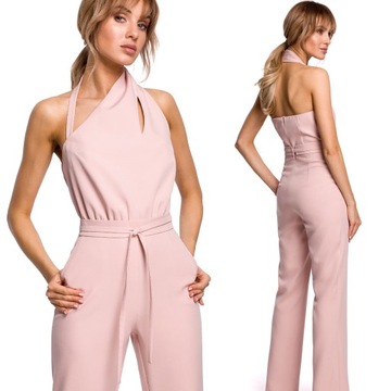 KOMBINEZON DAMSKI ELEGANCKI KOBIECY PIĘKNY BEZ RĘKAWÓW PUDROWY XXL 44