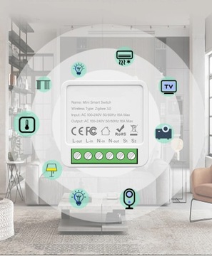 Реле-переключатель розетки ZigBee TUYA Smart