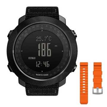 Czarny nylonowy smartwatch + pomarańczowa sil