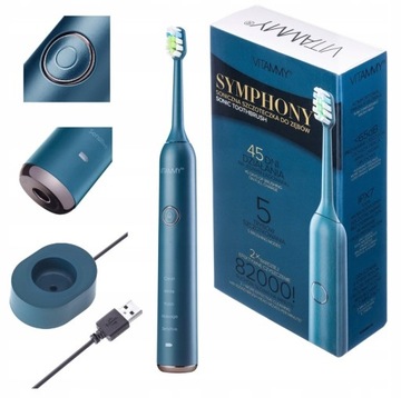 SZCZOTECZKA SONICZNA ELEKTRYCZNA DO ZĘBÓW VITAMMY SYMPHONY BLUE 82000R/M