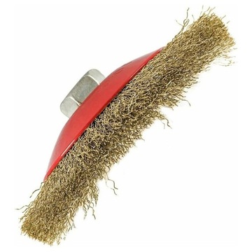 SZCZOTKA DRUCIANA 125mm M14 BOCZNA MOSIĄDZOWANA DO STALI METALU DREWNA RDZY