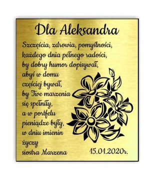 Tabliczka dedykacja do książki na Urodziny GRAWER