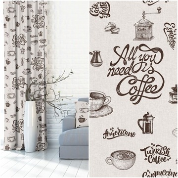 TKANINA ZASŁONOWA NA METRY KAWA COFFEE 150 CM