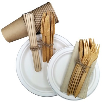 Набор круглых блюд из сахарного тростника на 30 персон.