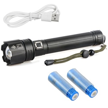 Mocna Latarka akumulatorowa LED P90 USB Zoom XHP90