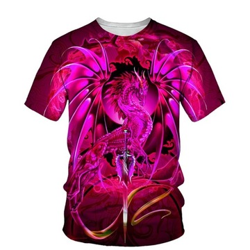 T-SHIRT MĘSKI KOSZULKA 3D NADRUK VIKING DRAGON, L