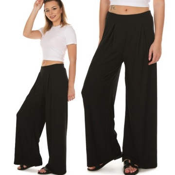 F686 Szerokie lejące SPODNIE zakładki