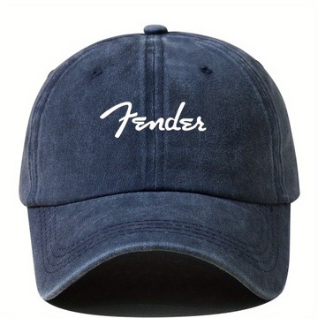 „ Fender ” Letter Print Washed Czapka z daszkiem unisex, regulowana retro