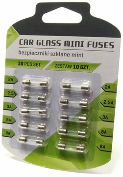 Zestaw bezpieczników bezpieczniki szklane 20mm 10s