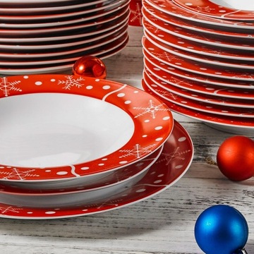 Рождественский набор тарелок Рождественский 36 предметов Дед Мороз