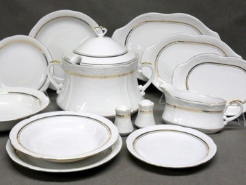 052 BULIONÓWKA 400 ml SPODEK Złoty Pasek KAMELIA CHODZIEŻ MALCER Porcelana