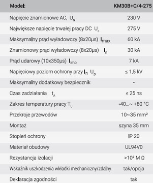 ST30B+C4P ОГРАНИЧИТЕЛЬ ПЕРЕНАПРЯЖЕНИЯ T1+T2 B+C 4P 4M 30/60KA SIMTEC 85201010