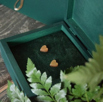 Большая ЗЕЛЕНАЯ Коробка для КОНВЕРТОВ + ЗОЛОТЫХ ОБРУЧАЛЬНЫХ КОЛЬЦЕВ L