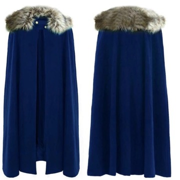 Women's Medieval Coat Cloak Larp Viking Renaissan Winter Fur Collar Pirate
