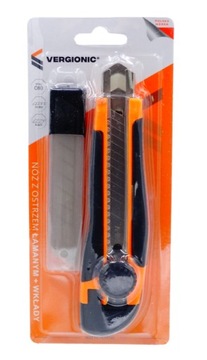 NÓŻ Z OSTRZEM ŁAMANYM 18MM + WKŁADY TAPECIAK NOŻYK DO TAPET VERGIONIC