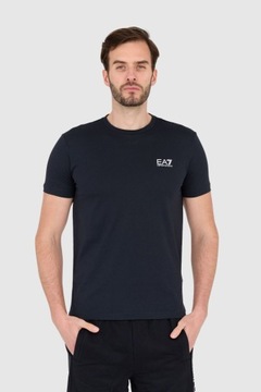 EA7 Granatowy t-shirt męski z małym białym logo M