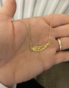 Duży złoty komplet biżuterii ze skrzydełkiem skrzydło skrzydła CELEBRYTKA