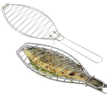 РЕШЕТКА ДЛЯ ГРИЛЯ РЫБЫ, НЕРЖАВЕЮЩАЯ СТАЛЬ, МЯСО СЛОЖЕННОЕ ДЛЯ ГРИЛЯ