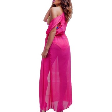 ДЛИННАЯ ПЛЯЖНАЯ ТУНИКА, С ЗАВЯЗКОЙ, РОЗОВАЯ ЛУАНА