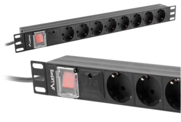 LANBERG Listwa zasilająca Rack PDU 19 1U 16A 8X schuko 2M czarna