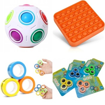 ZESTAW FIDGET TOYS KULA POP IT RING Sensoryczne