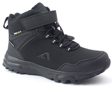 ŚNIEGOWCE AMERICAN CLUB TRAPERY ZIMOWE CIEPŁE POLAR CZARNE TREKKING RZEP 39