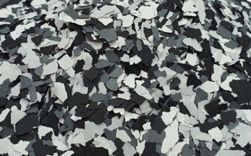 Chips płatki dekoracyjne do żywic farb lakieru posadzek biało czarno szary