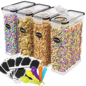 ЗАКРЫТЫЕ ПЛАСТИКОВЫЕ КОНТЕЙНЕРЫ ПИЩЕВЫЕ 4шт x 4Л ДЛЯ Хлопьев МАКАРОН