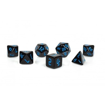 MROCZNY CZARNO-NIEBIESKI ZESTAW 7 KOŚCI KOSTEK RPG