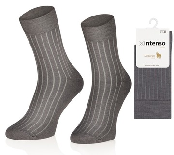 SKARPETY BEZUCISKOWE WEŁNIANE 90% MERINO GRAFIT