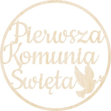 Koło ścianka wianek dekoracje KOMUNIA obręcz NAPIS