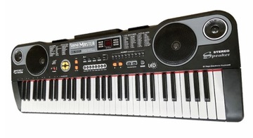 DUŻY KEYBOARD ORGANY PIANINO PODŚWIETLANE KLAWISZE LED TRYB LEKCJI+MIKROFON