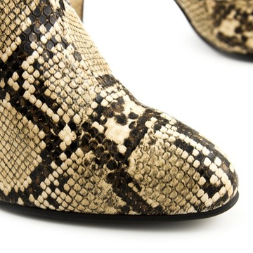 Botki beżowe Tommy Hilfiger buty damskie na szpilce skóra węża zasuwane 38