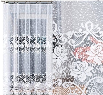 Firana żakardowa DEMETRIA 500x170cm prosta (gotowa) z obszyciem