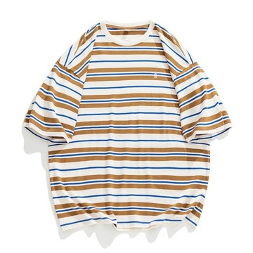 Hiphopowy sweter Tshirt paski T-Shirt w za dużym rozmiarze bawełna, 3XL