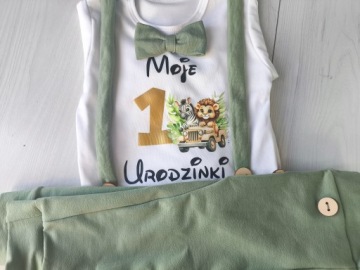 Комплект на перший день народження рочок рік хлопчик фісташковий сафарі мої 1
