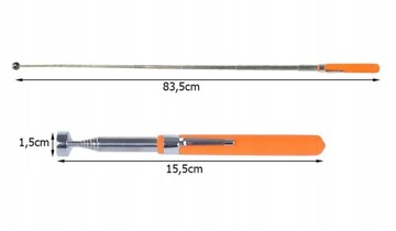 ТЕЛЕСКОПИЧЕСКИЙ МАГНИТНЫЙ ЗАХВАТ СИЛЬНЫЙ, ДЛИННЫЙ, 84 СМ С ЗАЖИМОМ
