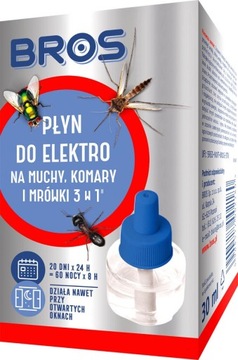 BROS PŁYN ZAPAS DO ELEKTRO NA KOMARY MUCHY 3w1 działa przy otwartych oknach