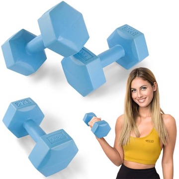 Hantelki 2KG hantle bitumiczne do ćwiczeń 2x2kg