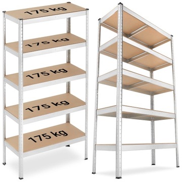 ТВЕРДЫЙ СЕРЕБРЯНЫЙ МЕТАЛЛИЧЕСКИЙ СКЛАДСКИЙ СТОЙК 180x90x40 875 КГ ДЛЯ СКЛАДСКОГО ГАРАЖА