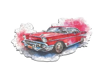 Puzzle Drewniane Premium EKO Układanka Retro Car