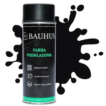 BAUHUS FARBA PODKŁADOWA ANTYKOROZYJNA SPRAY 400ml CZARNA