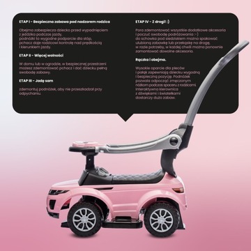 Коляска-коляска, ходунки с ручкой и зажимом Спортивная машина, светло-розовый.