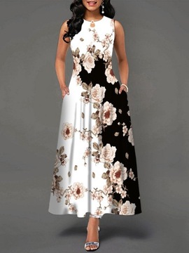 Elegantné šaty dlhé s kvetmi módne maxi