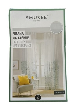 Firana z nadrukiem na taśmie 2 szt. LIŚCIE